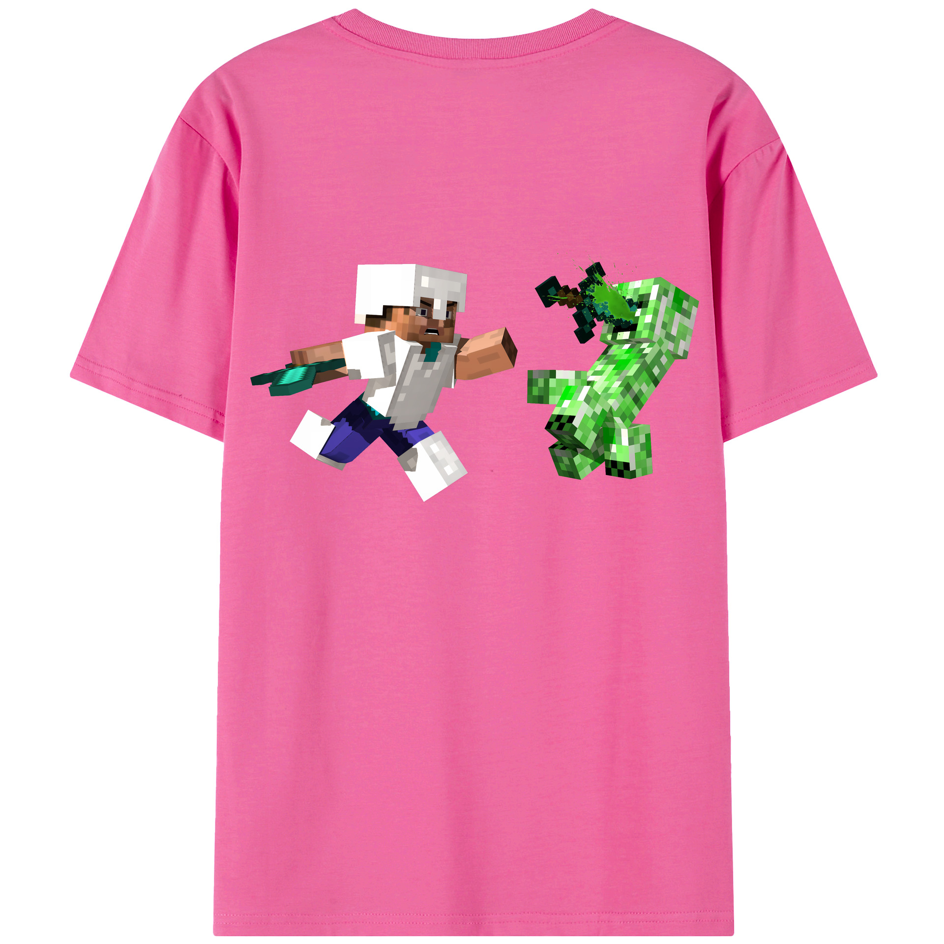 （画像用） マインクラフト ブロックの世界 Minecraft MC Block world レディース半袖Tシャツ(バックプリント)